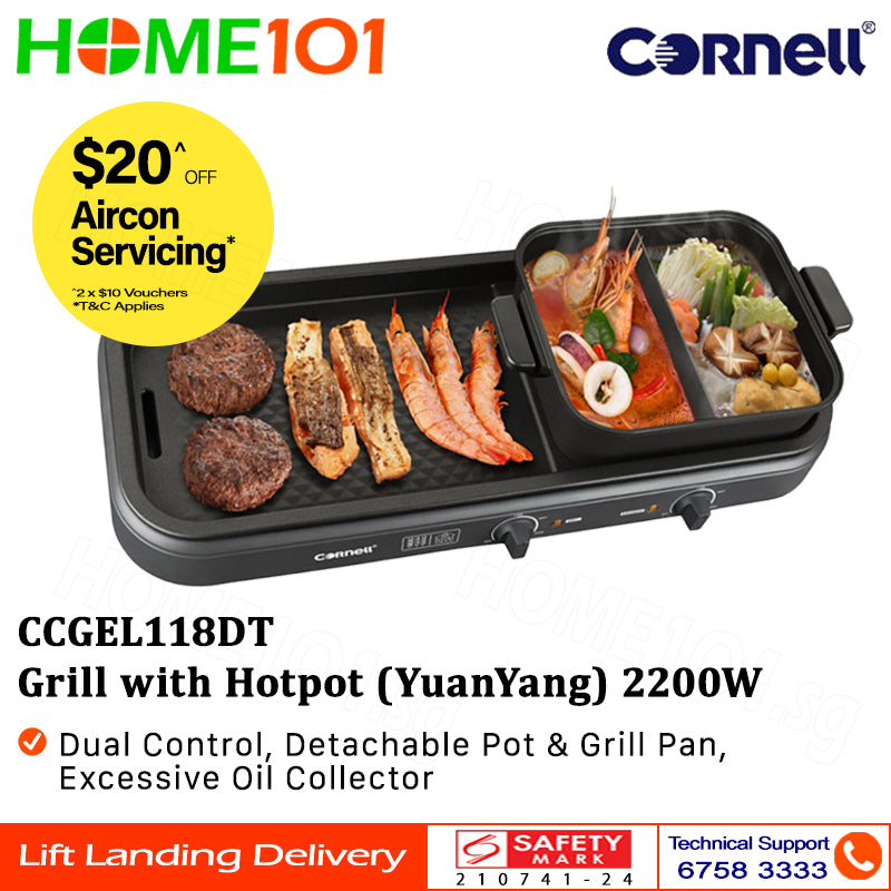 Cornell (PRE-ORDER) Table Top Grill with Hotpot (YuanYang) CCG-EL118DT | CCGEL118DT