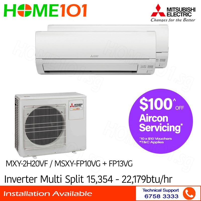 Mitsubishi StarMex Multi-Split AirCon MXY-2H20VF/MSXY-FP10VG + FP13VG