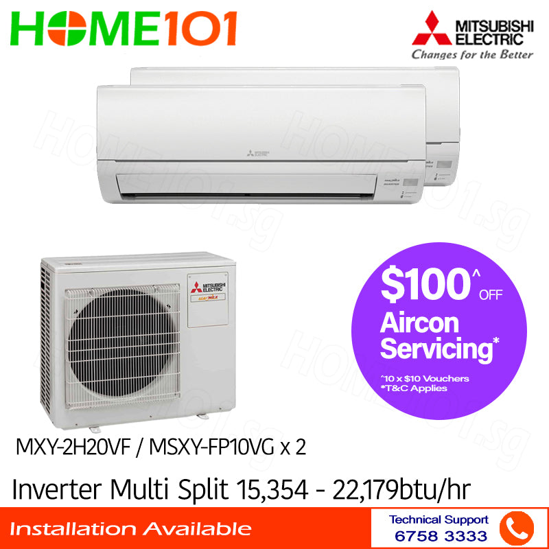 Mitsubishi StarMex Multi-Split AirCon MXY-2H20VF/MSXY-FP10VG x 2