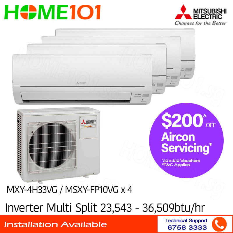 Mitsubishi StarMex Multi-Split AirCon MXY-4H33VG/MSXY-FP10VG x 4