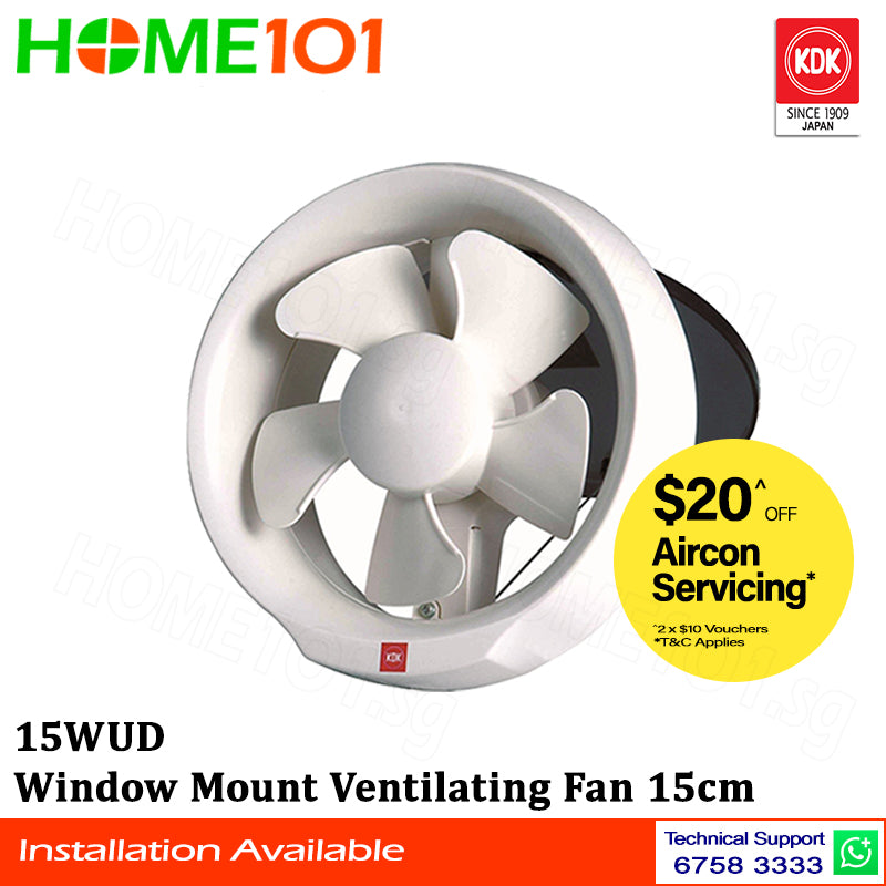 KDK Window Mounted Ventilating Fan 15cm 15WUD