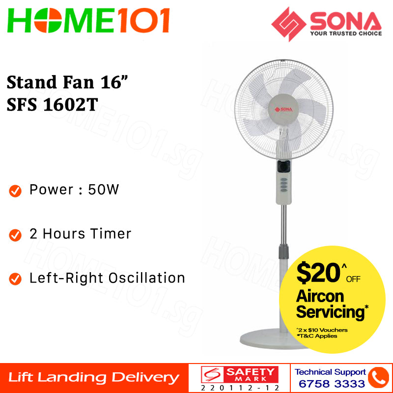 Sona Stand Fan 16" SFS 1602T