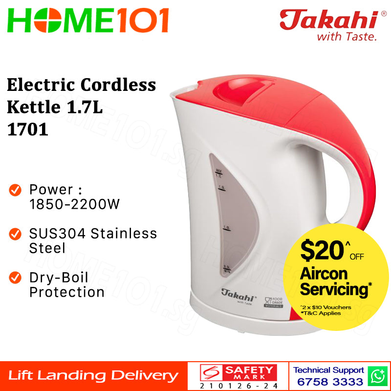 Takahi Electric Cordless Kettle 1.0 - 1.7L 1001 || 1701