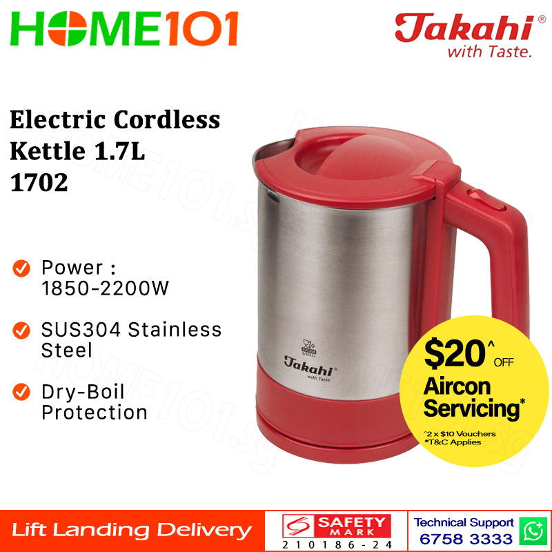 Takahi Electric Cordless Kettle 1.7L 1702 || 1788