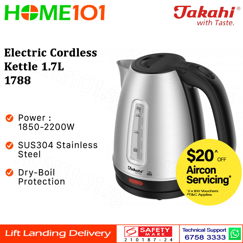 Takahi Electric Cordless Kettle 1.7L 1702 || 1788