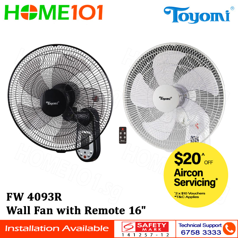 Toyomi Wall Fan with Remote 16" FW 4093R