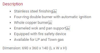 Crown Double Burner Table Top Gas Cooker 2500FSD PUB/LPG