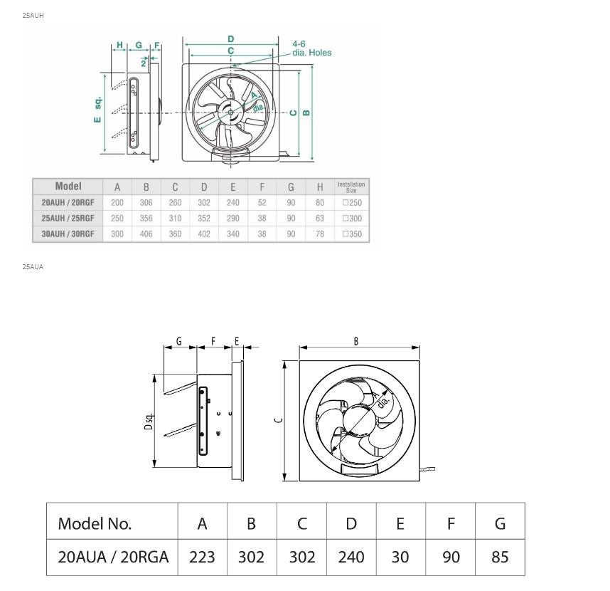 KDK Wall Mount Ventilating Fan 25cm 25AUH