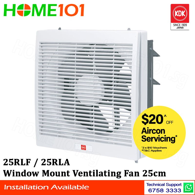 KDK Window Mounted Ventilating Fan 25cm 25RLA