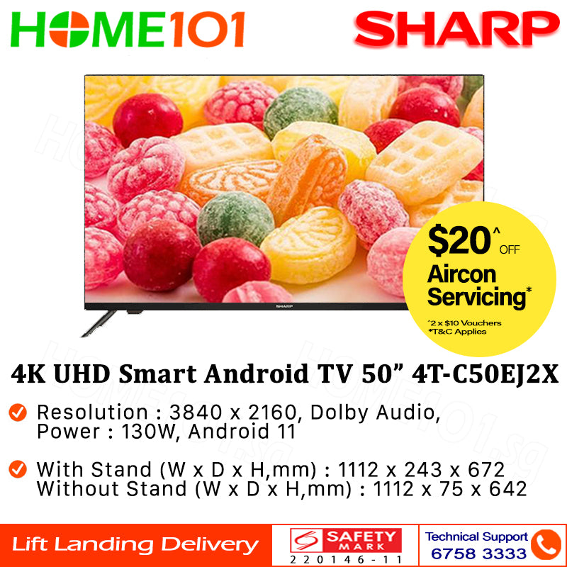 Sharp 4K UHD Android Smart TV 50" 4T-C50EJ2X
