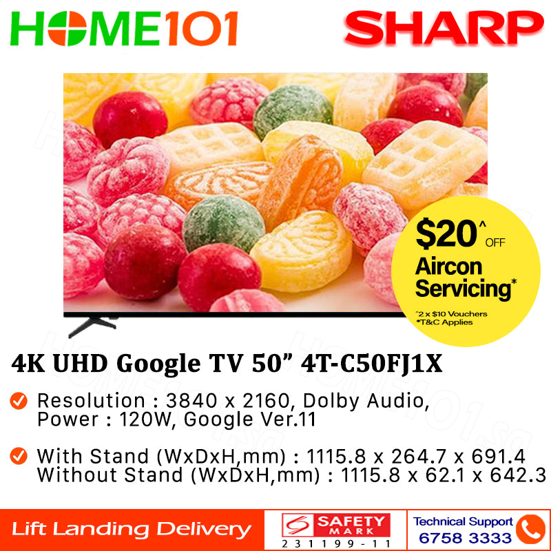 Sharp 4K UHD Google TV 50" 4T-C50FJ1X