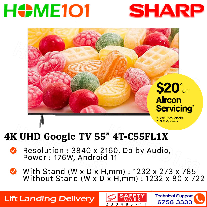Sharp 4K UHD Google TV 55" 4T-C55FL1X