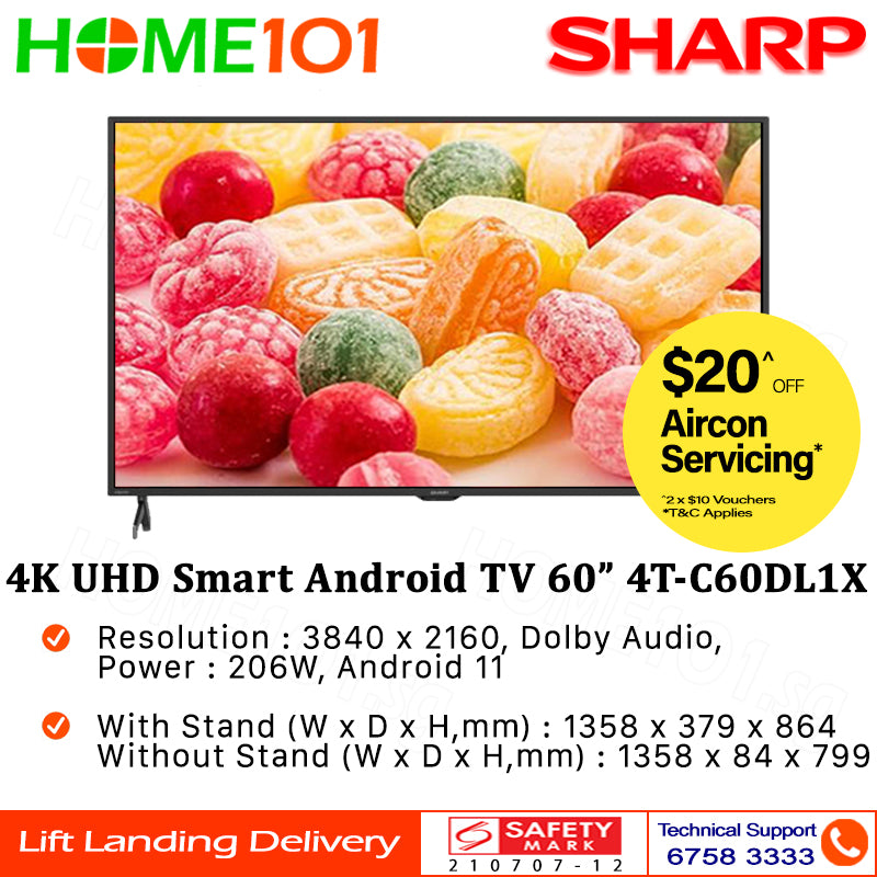 Sharp 4K UHD Android Smart TV 60" 4T-C60DL1X