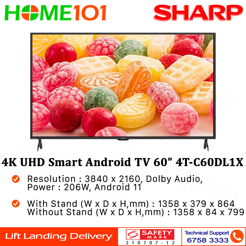 Sharp 4K UHD Android Smart TV 60" 4T-C60DL1X