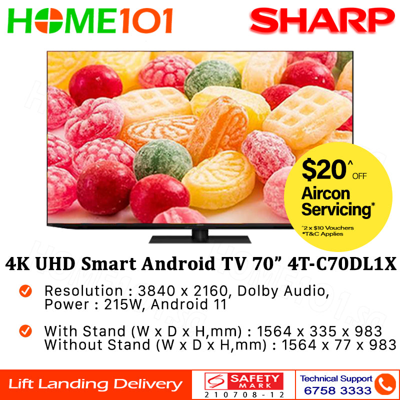 Sharp 4K UHD Android Smart TV 70" 4T-C70DL1X