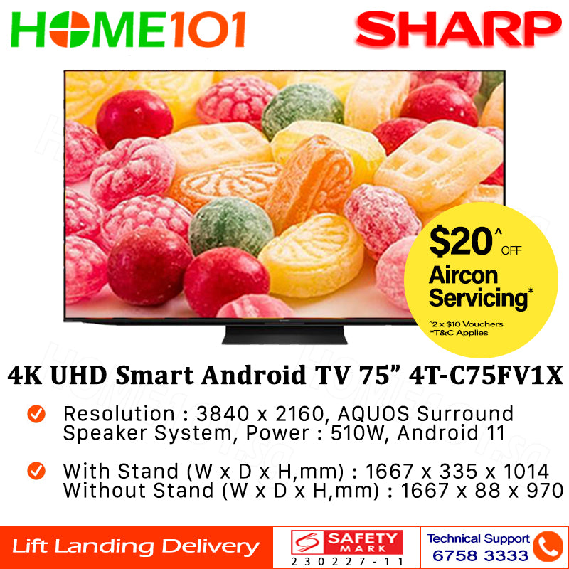 Sharp 4K UHD Android Smart TV 75" 4T-C75FV1X