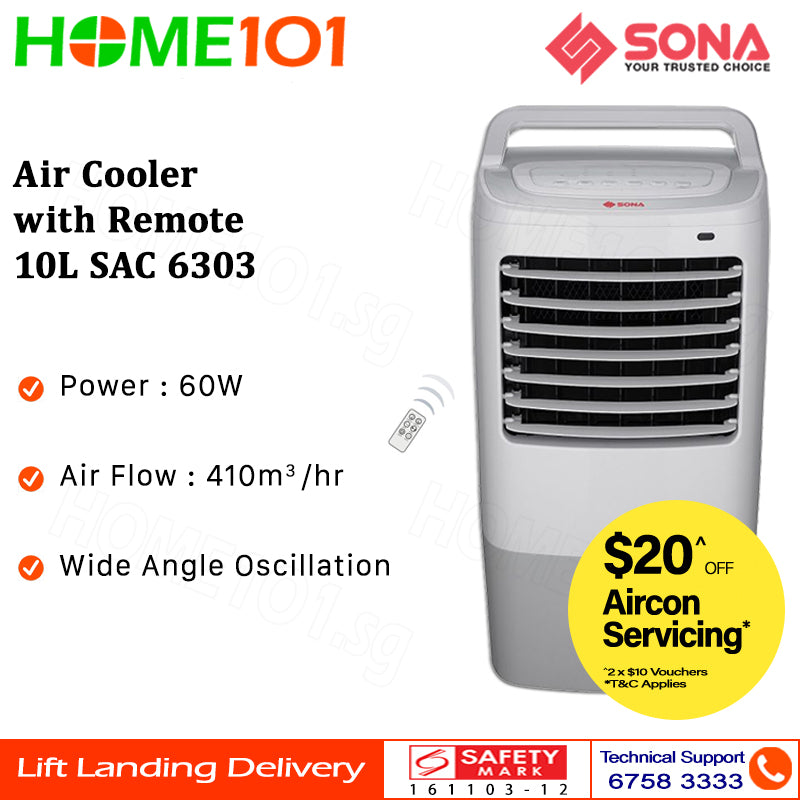 Sona Air Cooler with Remote Control 10L SAC 6303