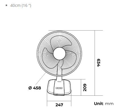 KDK Table Fan 40cm Plastic Blade A40AS
