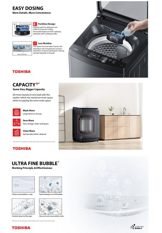 Toshiba Top Load Washer 12KG AW-DUK1300KS(MK)