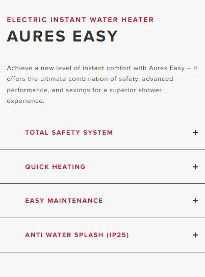 Ariston Instant Water Heater Aures Easy 3.3N SBS