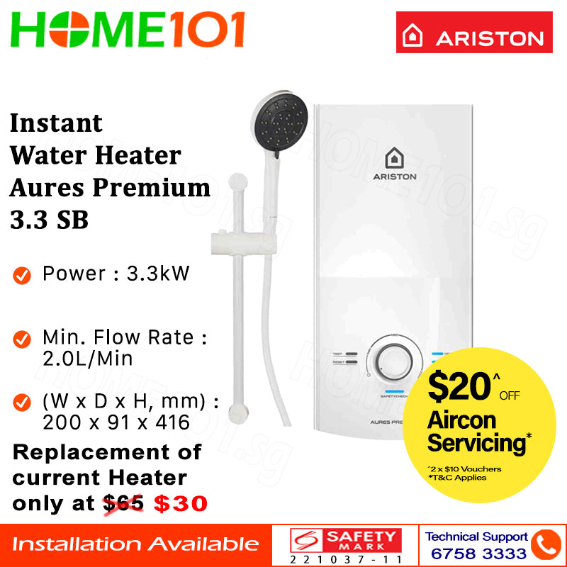 Ariston Instant Water Heater Aures Premium 3.3 SB