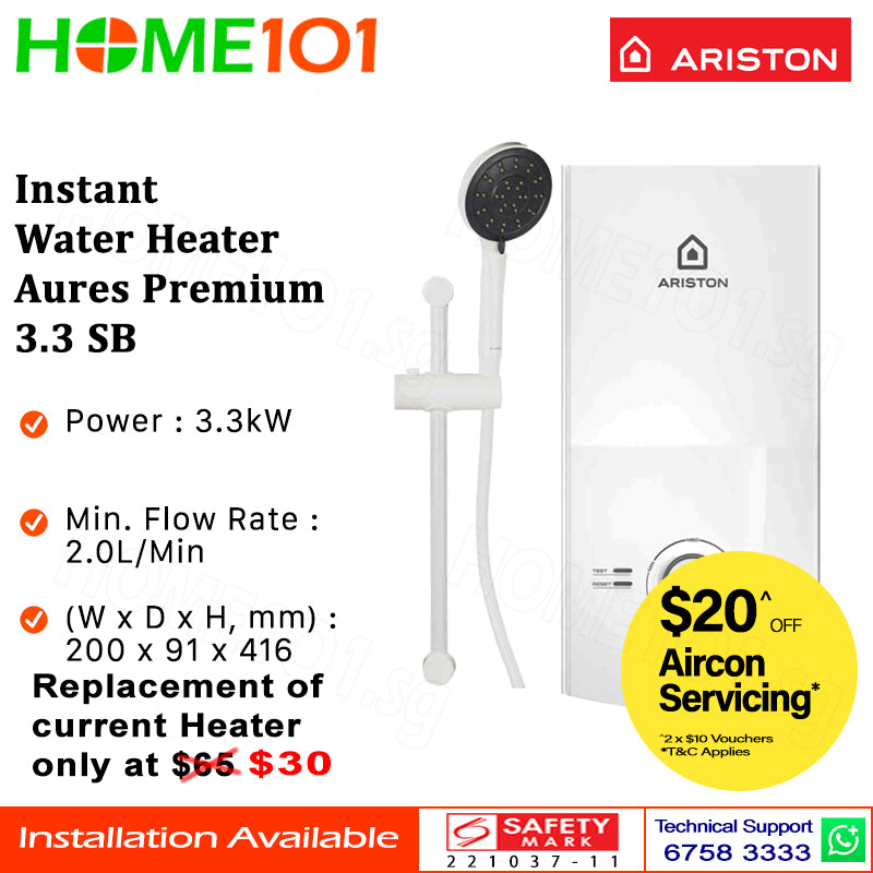 Ariston Instant Water Heater Aures Premium 3.3 SB