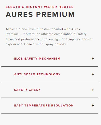 Ariston Instant Water Heater Aures Premium 3.3 SB