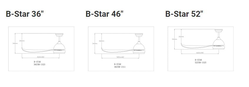 Fanco DC Remote Ceiling Fan with Light 36" / 46" / 52" B-Star