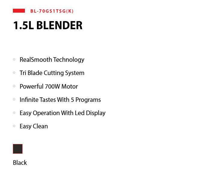 Toshiba Blender 1.5L BL-70GS1TSG(K)
