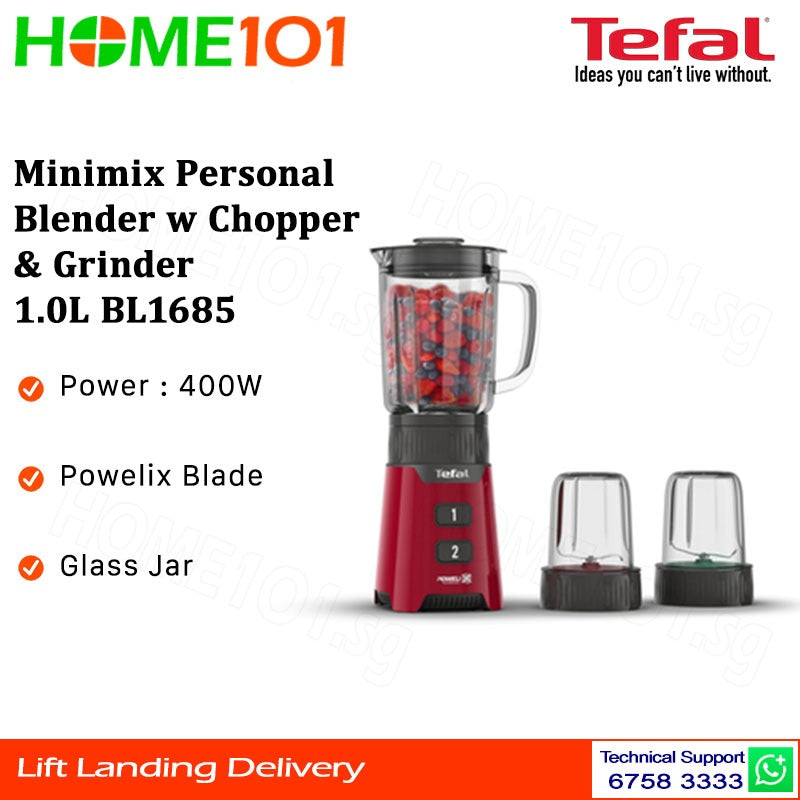 Tefal Minimix Personal Blender w Chopper & Grinder 1.0L BL1685