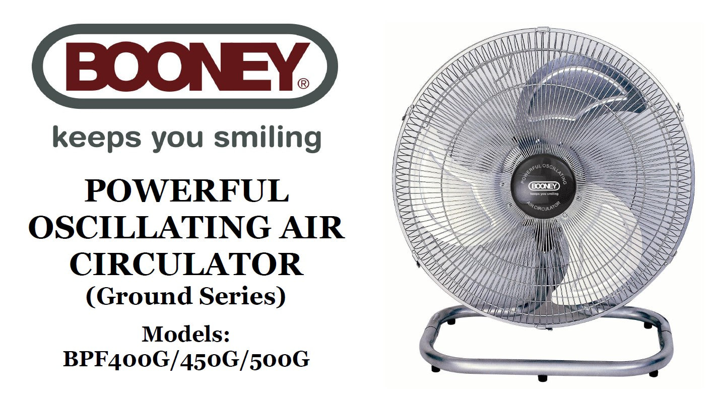 Booney Powerful Oscillating Air Circulator (Floor Fan) 16 - 20 Inch BPF400G || BPF450G || BPF500G