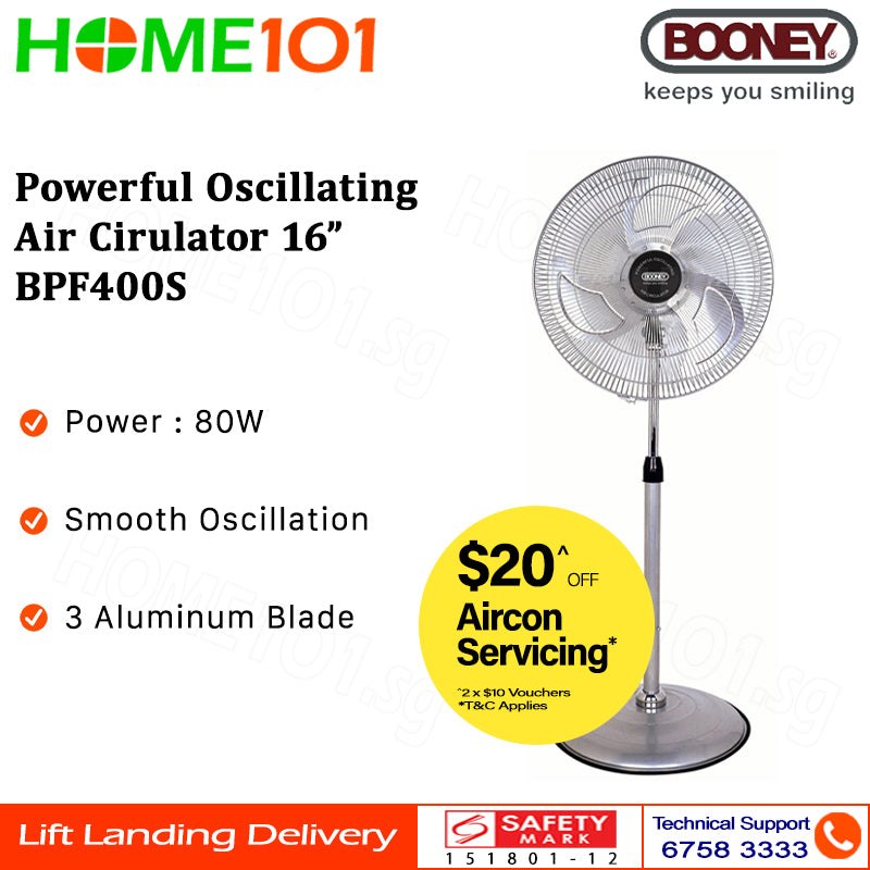 Booney Powerful Oscillating Air Circulator (Stand Fan) 16 - 20 Inch BPF400S || BPF450S || BPF500S