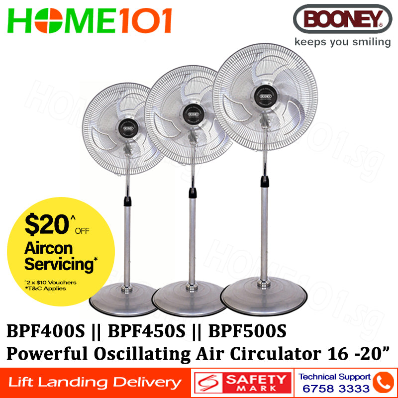 Booney Powerful Oscillating Air Circulator (Stand Fan) 16 - 20 Inch BPF400S || BPF450S || BPF500S