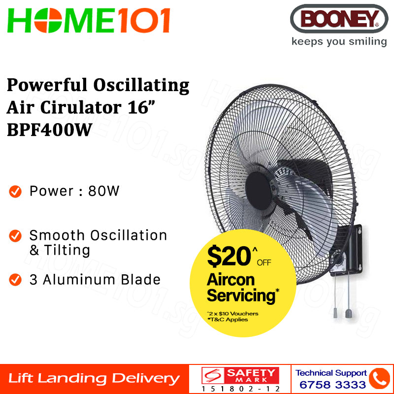 Booney Powerful Oscillating Air Circulator (Wall Fan) 16 - 20 Inch BPF400W || BPF450W || BPF500W