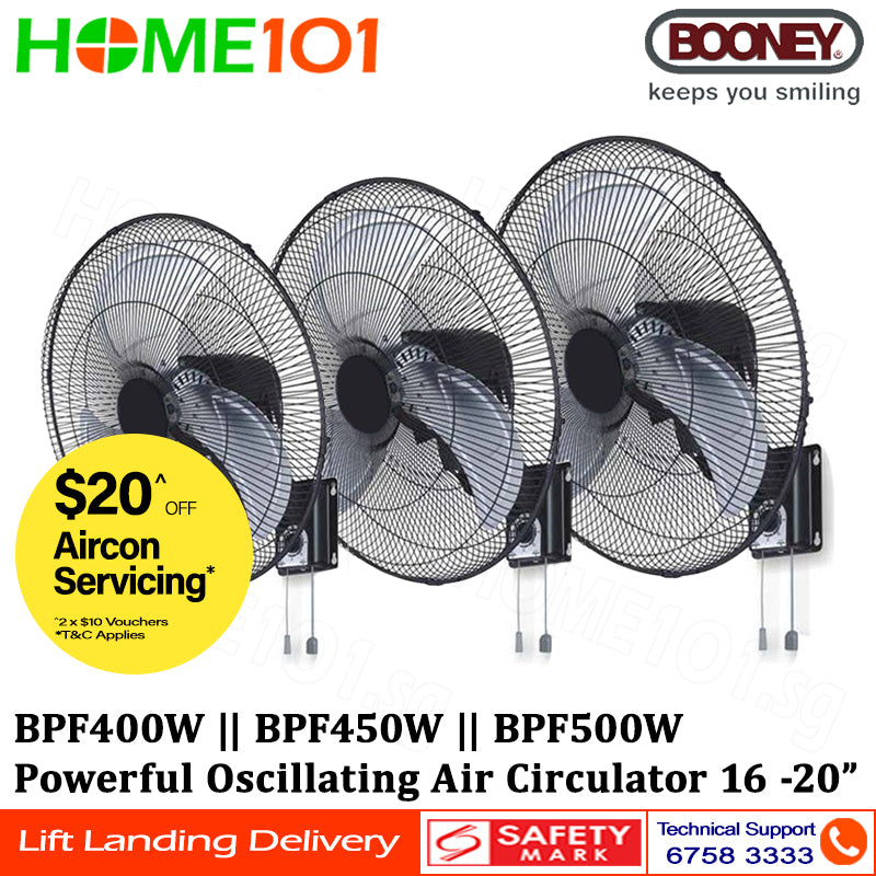 Booney Powerful Oscillating Air Circulator (Wall Fan) 16 - 20 Inch BPF400W || BPF450W || BPF500W