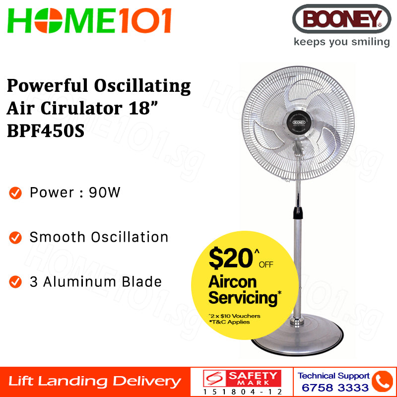 Booney Powerful Oscillating Air Circulator (Stand Fan) 16 - 20 Inch BPF400S || BPF450S || BPF500S