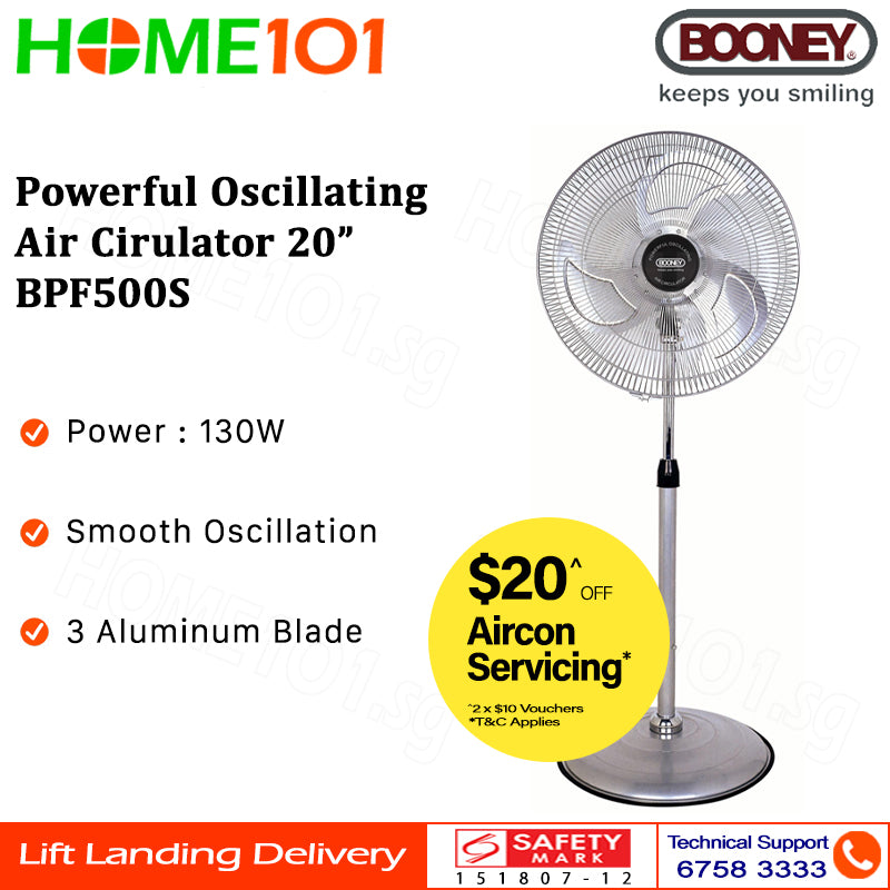 Booney Powerful Oscillating Air Circulator (Stand Fan) 16 - 20 Inch BPF400S || BPF450S || BPF500S