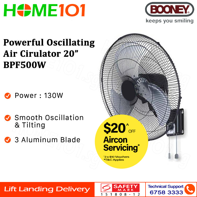 Booney Powerful Oscillating Air Circulator (Wall Fan) 16 - 20 Inch BPF400W || BPF450W || BPF500W