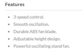 Booney Power Stand Fan 20" BPF508S