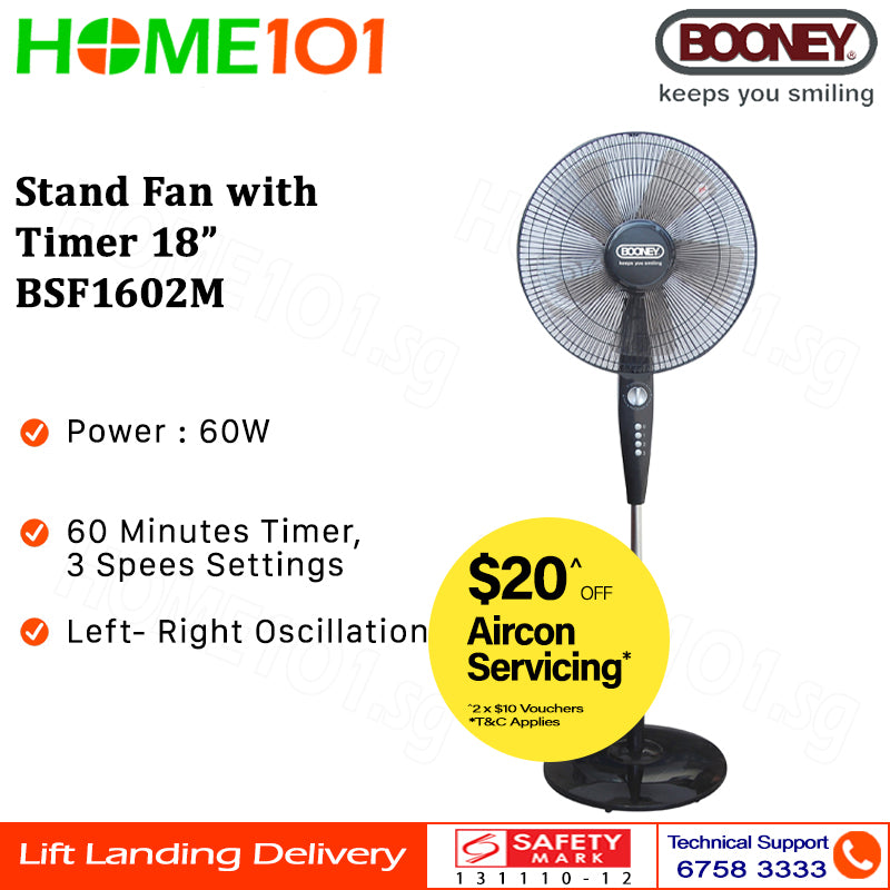 Booney Stand Fan with Timer 16 Inch BSF1602M