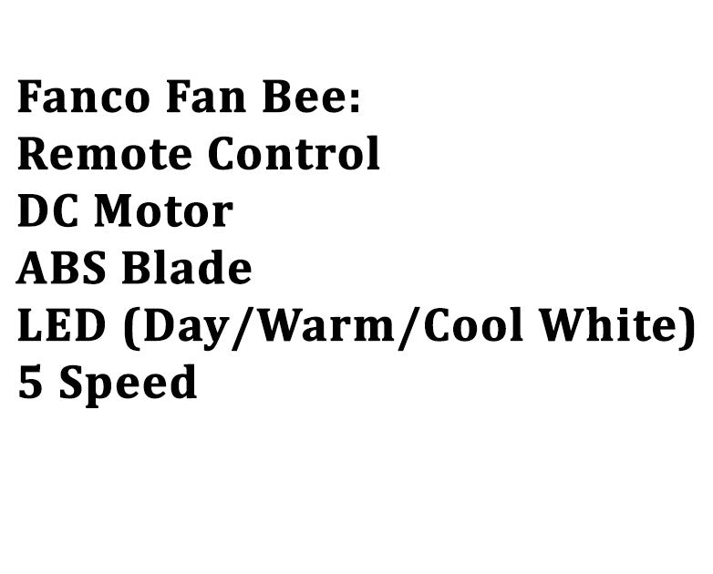 Fanco DC Motor Ceiling Fan with LED Light & Remote Control 26" Bee