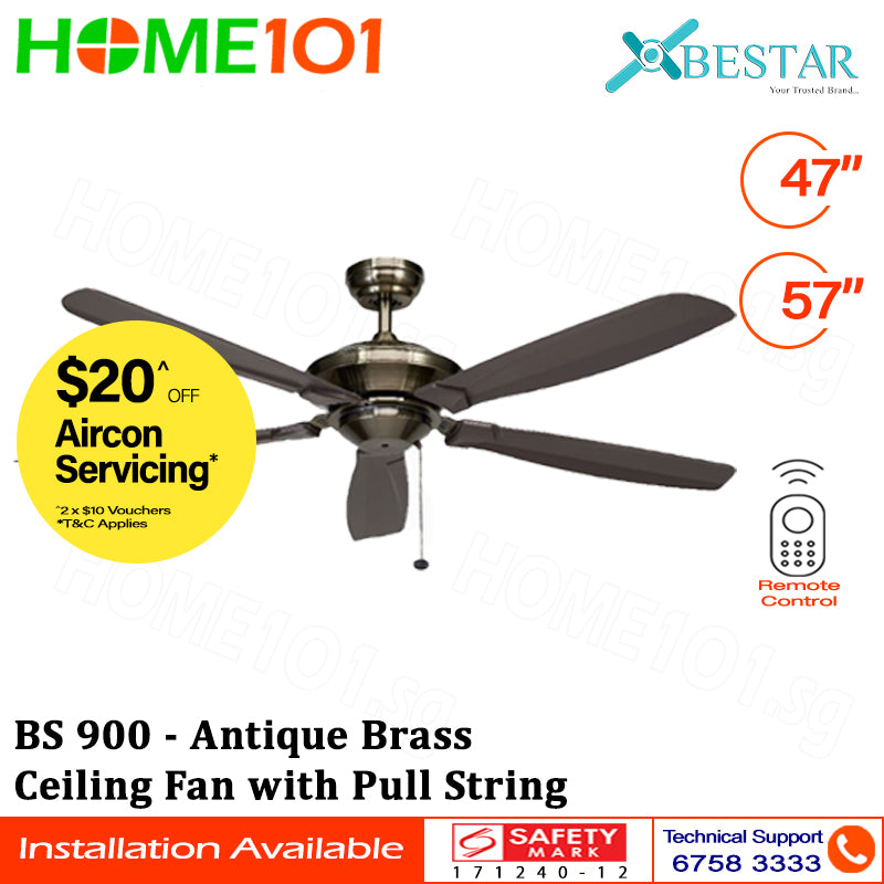 PRE-ORDER (ETA ARR END OF MAY) Bestar Ceiling Fan with Pull String 47”/57”  BS 900