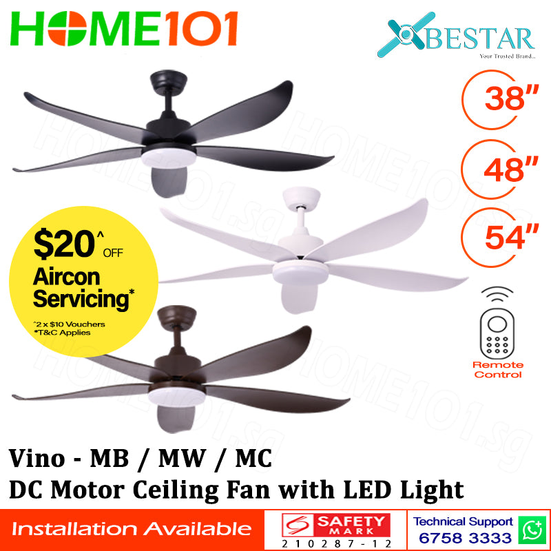 ($1 REPLACEMENT) Bestar DC Motor Ceiling Fan with Remote Control & Light 38ā/48ā/54ā Vino