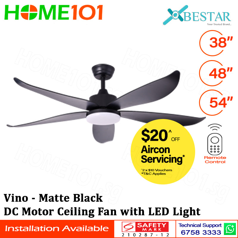 ($1 REPLACEMENT) Bestar DC Motor Ceiling Fan with Remote Control & Light 38ā/48ā/54ā Vino