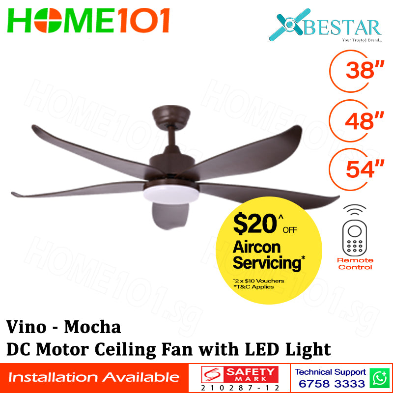 ($1 REPLACEMENT) Bestar DC Motor Ceiling Fan with Remote Control & Light 38ā/48ā/54ā Vino