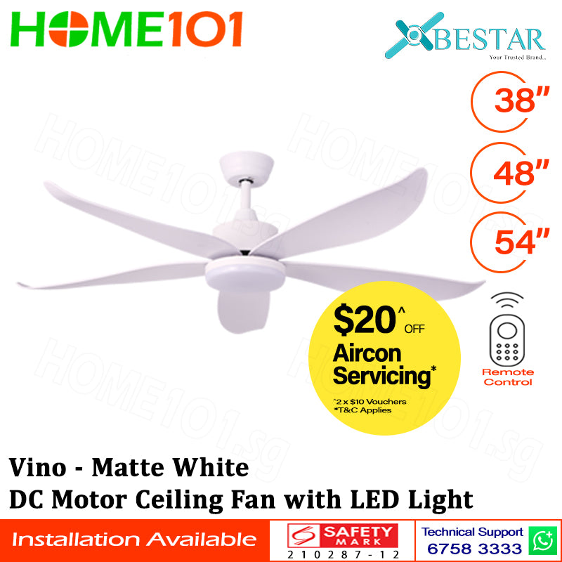 ($1 REPLACEMENT) Bestar DC Motor Ceiling Fan with Remote Control & Light 38ā/48ā/54ā Vino