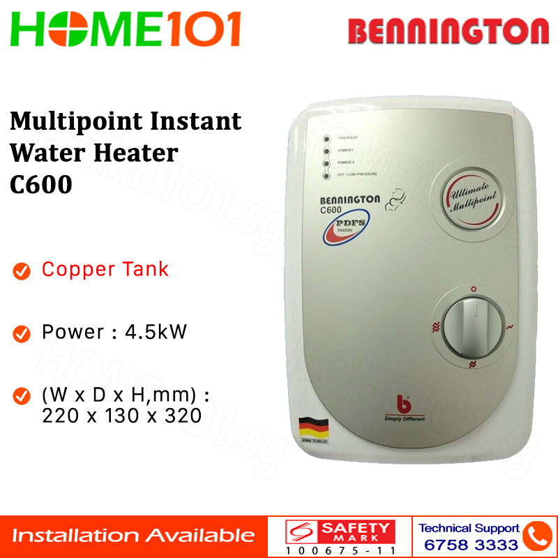 Bennington C-Series Instant Electric Multi-Point Heater 4.5kW C600