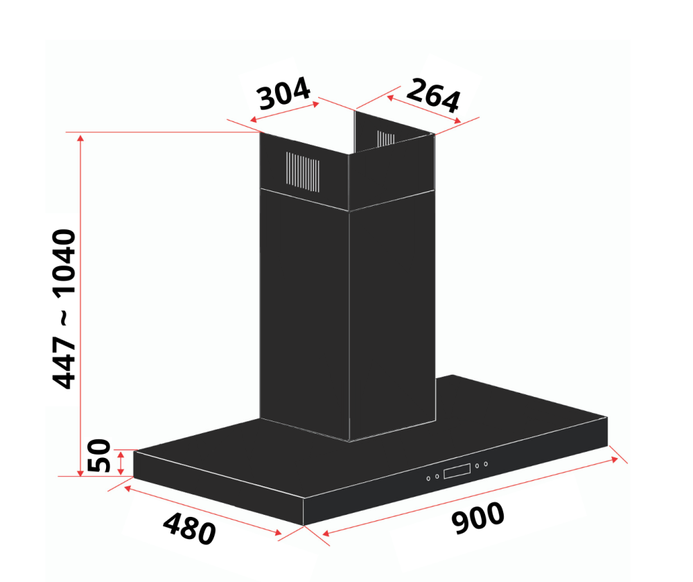 EF Wall Mounted Hood 90cm CK FINO PLUS BK