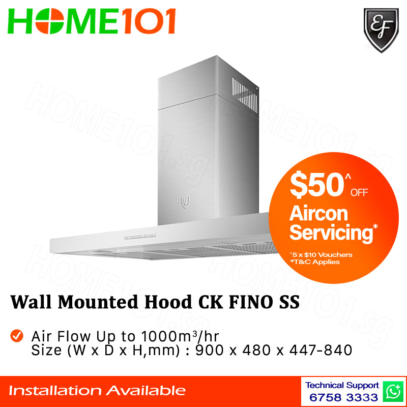 EF Wall Mounted Hood 90cm CK FINO SS