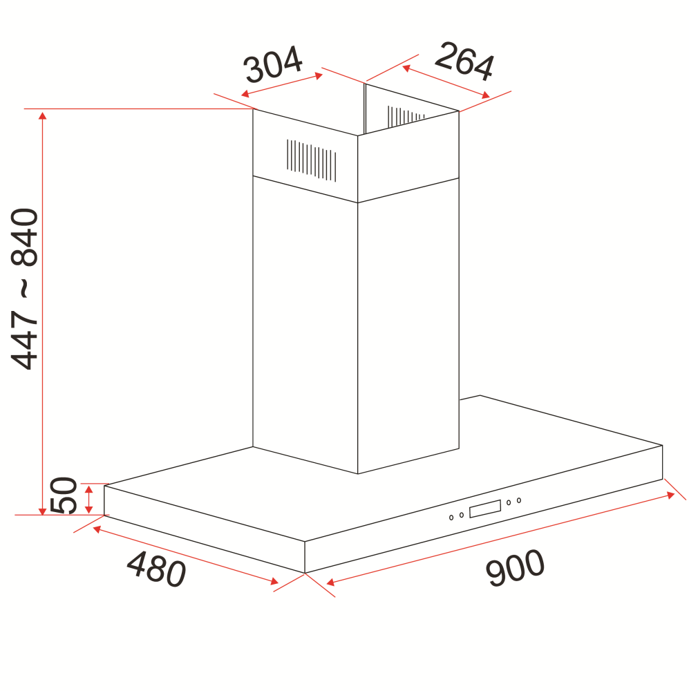 EF Wall Mounted Hood 90cm CK FINO SS